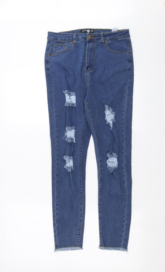 Womens UK Size 10 Boohoo Extra-Slim Fit Skinny Blue Jeans