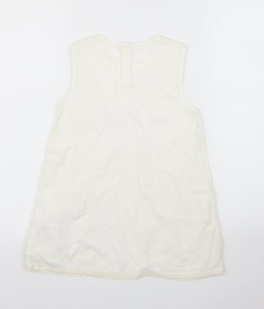 George Girls White Floral Basic Blouse Size 7 Years