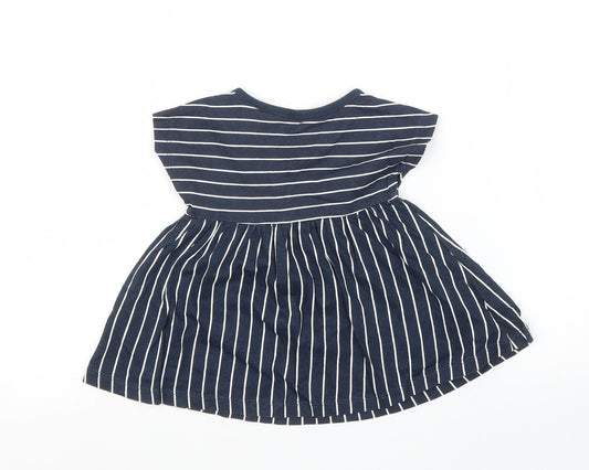 H&M Girls Blue Striped A-Line Size 0-3 Months