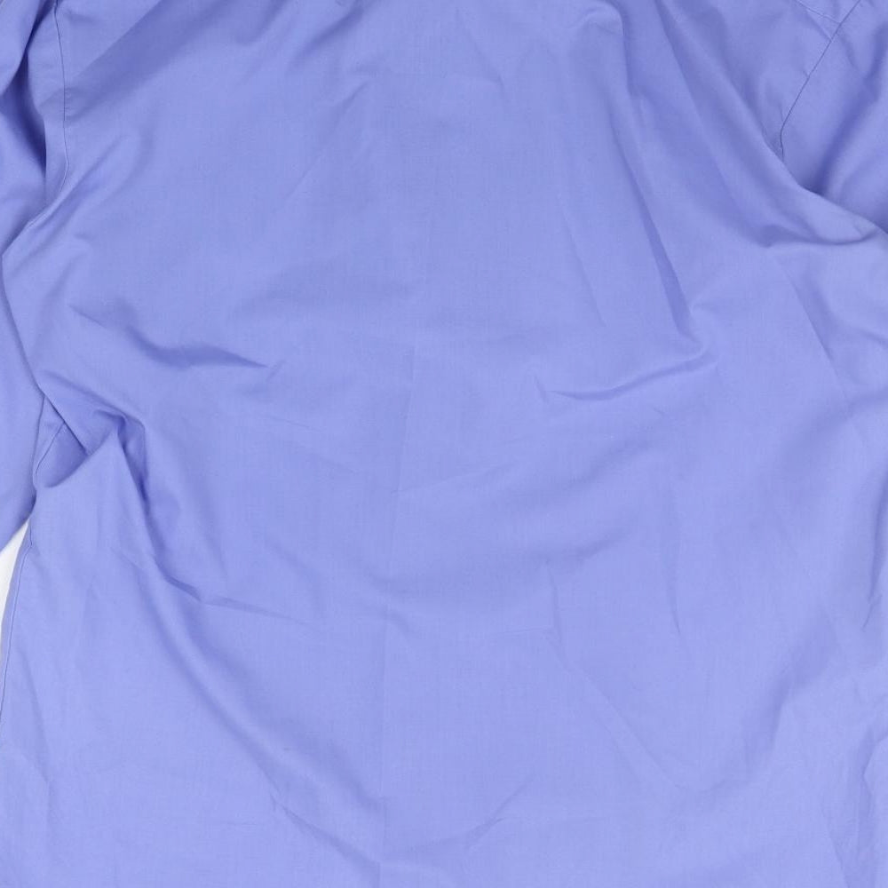 Mens UK Size 15 Premier Blue Button-Up Long Sleeve Casual Shirt