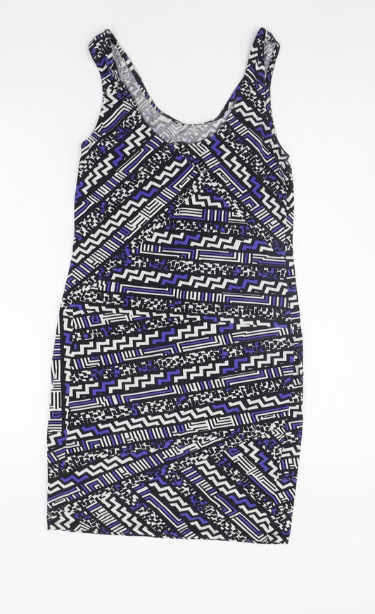 New Look Womens Purple Geometric A-Line Size 12