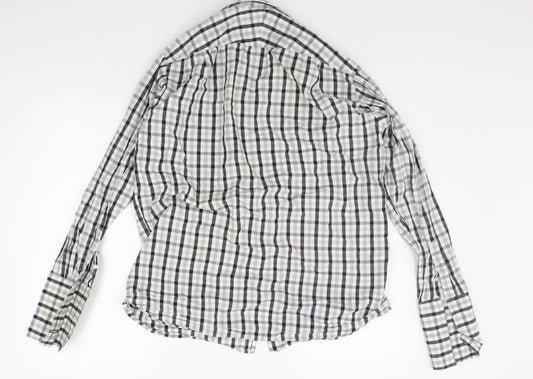 william hyde Mens Grey Check Button-Up Size 15.5