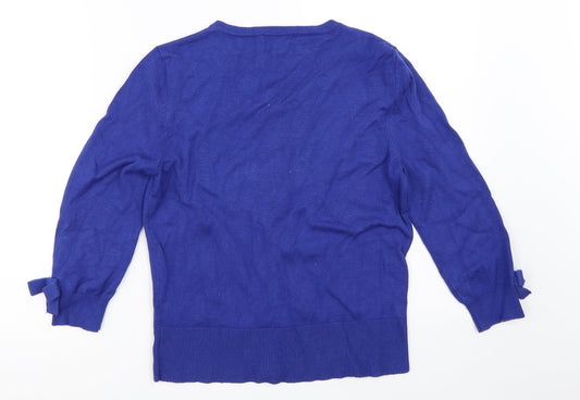 Womens UK Size XS M&Co Blue Cardigan Jumper