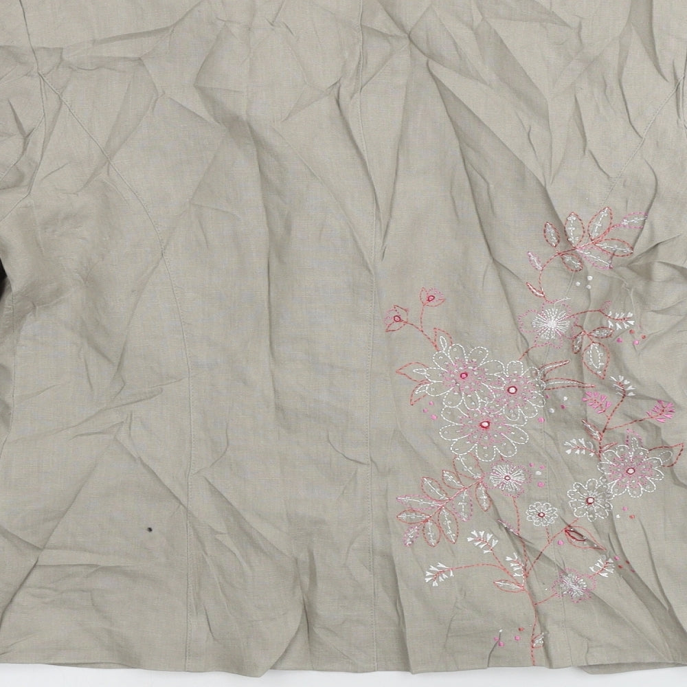 NEXT Womens Beige Floral Jacket Blazer Size 12