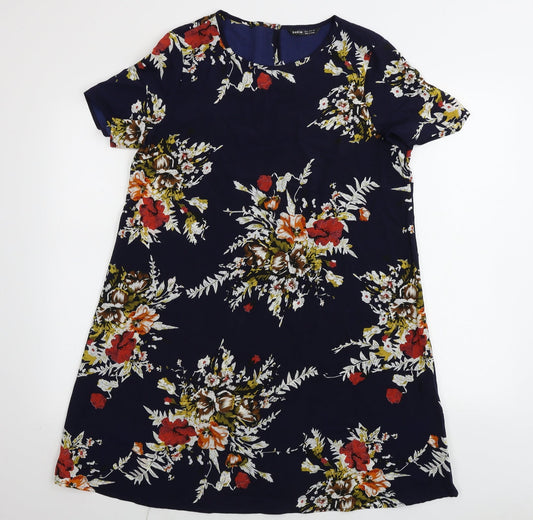 SHEIN Womens Blue Floral A-Line Size 10