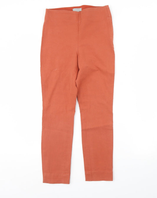Additional front view of ASOS women’s orange denim skinny jeans, size UK 6, 28-inch leg