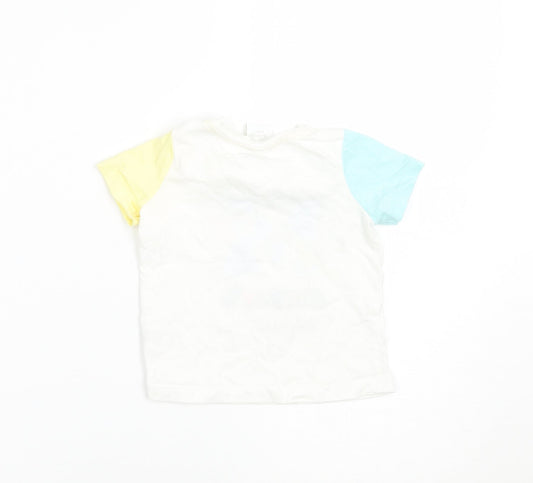 Disney Baby White Basic T-Shirt Size 6-9 Months - Mickey and Friends
