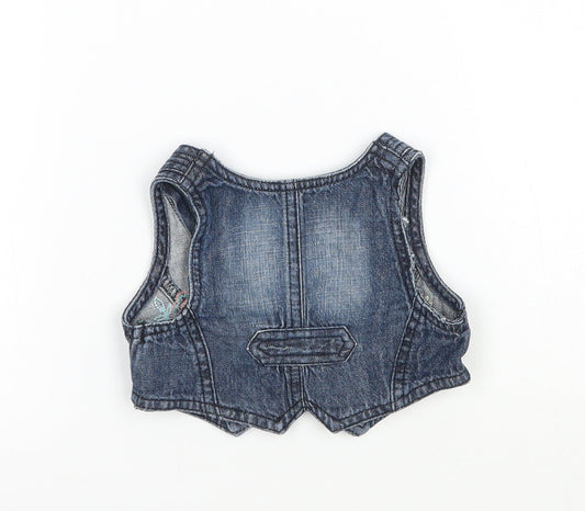 Matalan Girls Blue Floral Jacket Waistcoat Size 9-12 Months