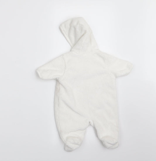 Florence and Fred Girls White Animal Print Coverall One-Piece Size 0-3 Months - Rabbit and Teddy Bear