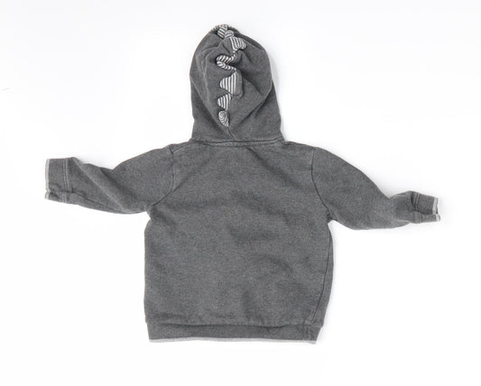 George Boys Grey Animal Print Full Zip Jumper Size 6-9 Months - Dinasour Hood