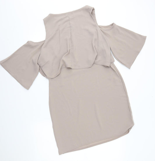 Boohoo Womens Beige A-Line Size 14