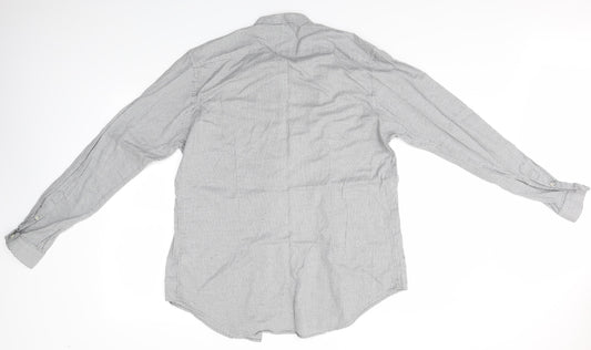 Zara Mens Grey Check   Button-Up Size L