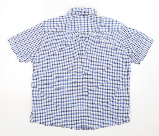 Mens UK Size L M&S Blue Button-Up Short Sleeve Casual Shirt