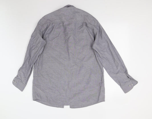 Russell Collection Mens Grey Button-Up Size 15.5