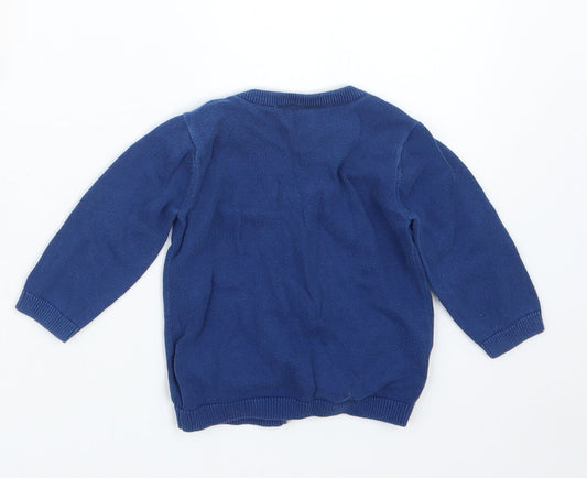 H&M Boys Blue Knit Cardigan Jumper Size 6-9 Months