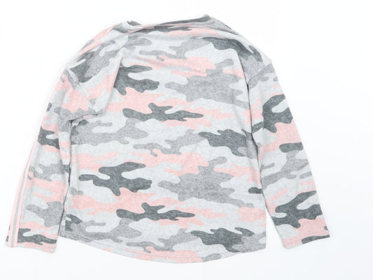 Matalan Girls Grey Camouflage Pullover Jumper Size 9 Years