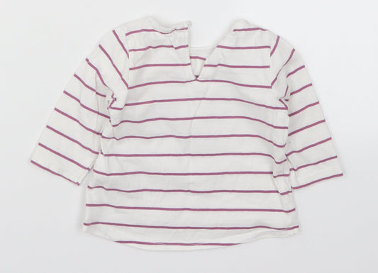Preworn Girls White Striped Basic T-Shirt Size 3-6 Months - Love Heart