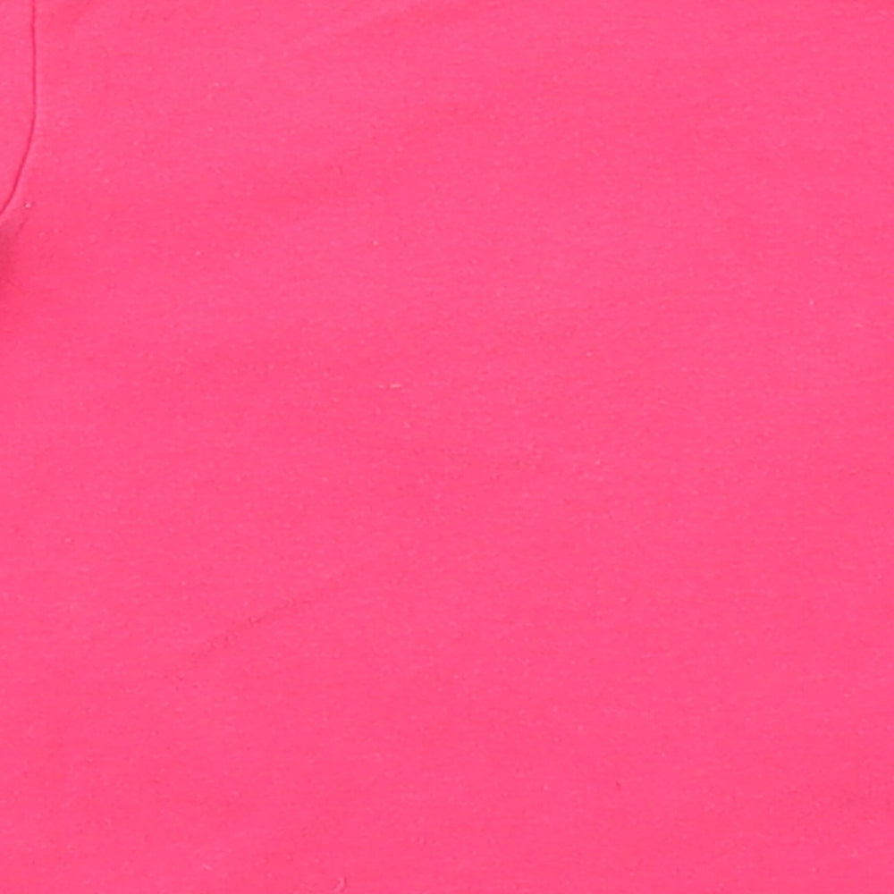 Brand and care label for M&Co girls’ pink basic t-shirt, size 6-9, months - birds flowers