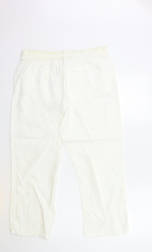 Preworn Womens White Cropped Trousers Size 34 in L25 in