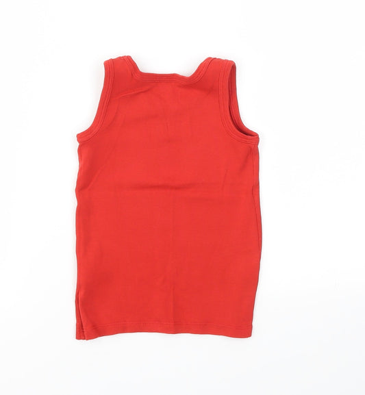 M&S Girls Red Basic T-Shirt Size 2-3 Years