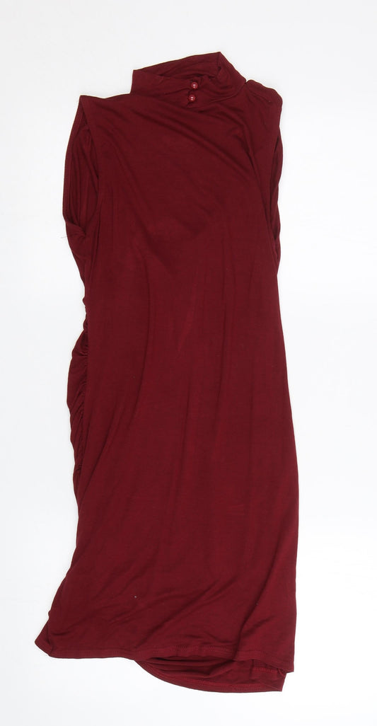 PRETTYLITTLETHING Womens Red Wrap Dress Size S