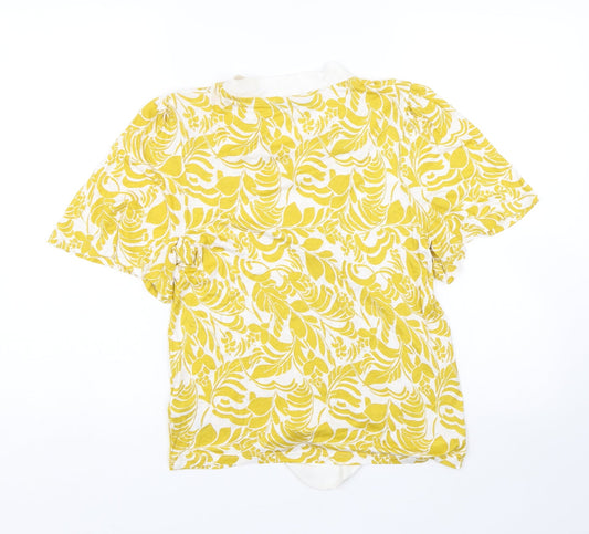 M&S Womens Yellow Floral Basic T-Shirt Size 8