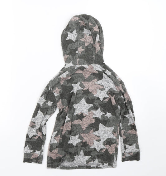 NEXT Girls Green Polka Dot Pullover Hoodie Size 6 Years - Stars