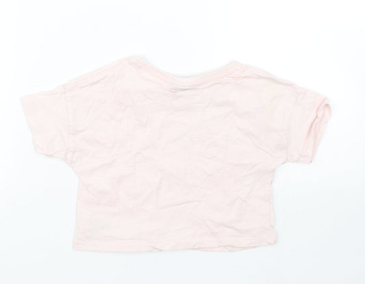 Matalan Girls Pink Cropped T-Shirt Size 7 Years