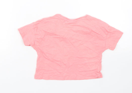 Matalan Girls Pink Cropped T-Shirt Size 7 Years