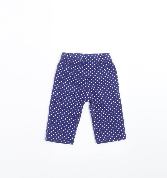 Preworn Girls Blue Polka Dot Leggings Size 3-6 Months