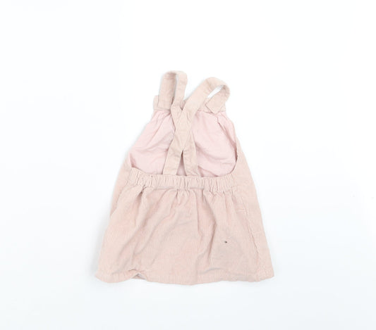Marks and Spencer Girls Pink Corduroy Pinafore/Dungaree Dress Size 6-9 Months