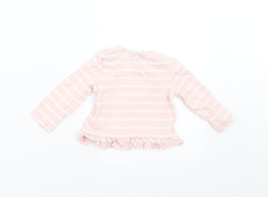 Maine New England Girls Pink Striped Basic T-Shirt Size 3-6 Months