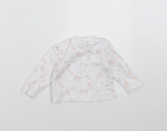 Watch Me Grow Girls White Basic T-Shirt Size 3-6 Months - rabbits