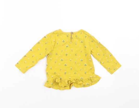 Mini Club Girls Yellow Floral Basic T-Shirt Size 6-9 Months