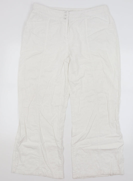 Additional front view of Soon women’s white trousers, size UK 18, 28.5-inch leg