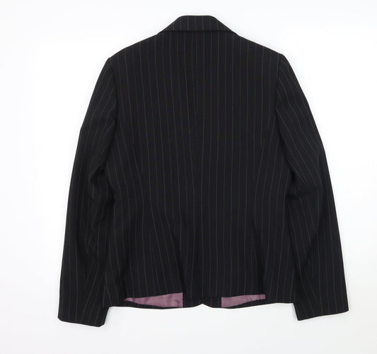 Select Womens Black Striped  Jacket Blazer Size 12