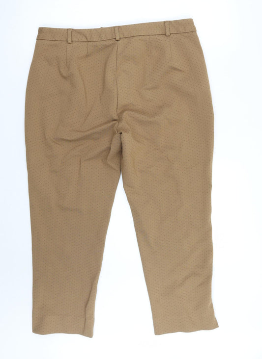 Marks and Spencer Womens Brown Geometric Trousers Size 16 L24 in