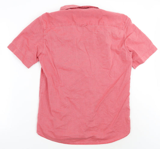 Mens UK Size S Marks and Spencer Red Button-Up Long Sleeve Casual Shirt
