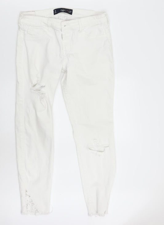 Womens UK Size 27 Hollister Regular Fit Skinny White Jeans