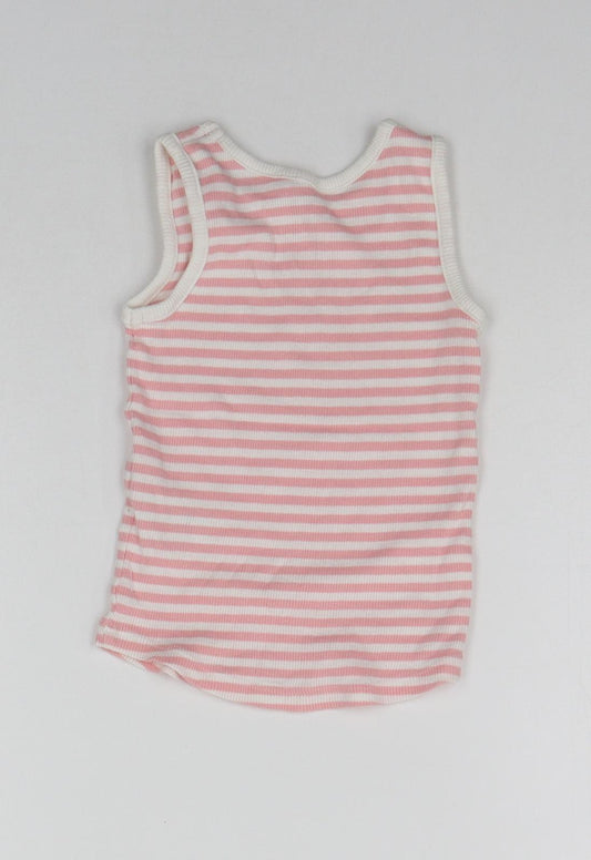 Matalan Girls Pink Striped Basic Tank Size 12-18 Months