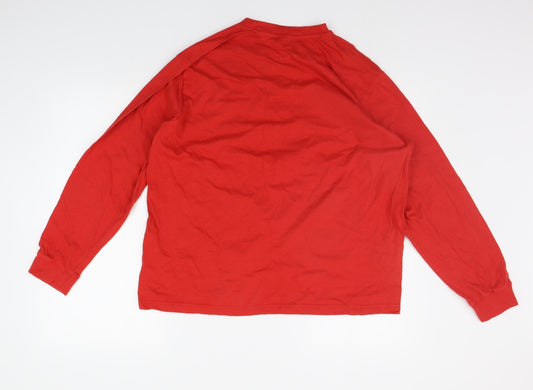 B&M Mens Red Solid Pyjama Set Size L