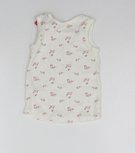 Matalan Baby White Floral Basic Tank Size 12-18 Months
