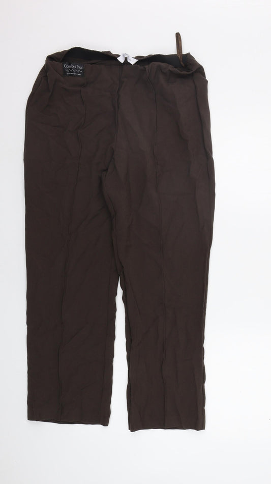 Womens UK Size 12 Classic Regular Fit Brown Trousers