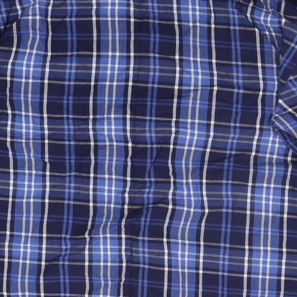TU Mens Blue Check Button-Up Size S