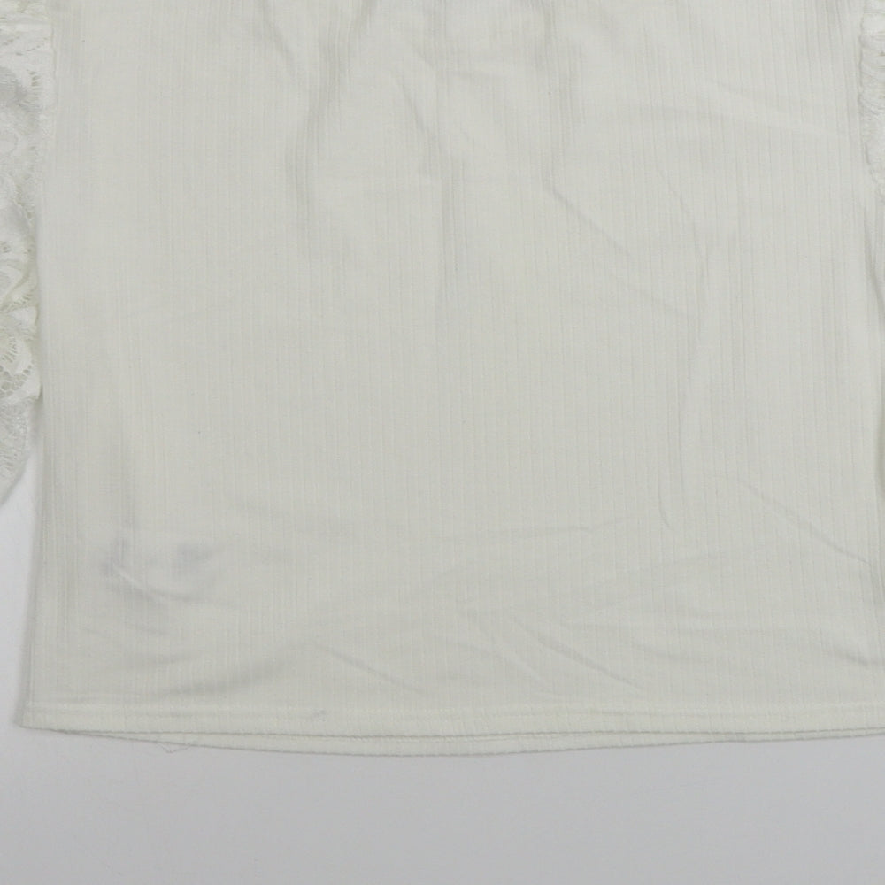 Womens UK Size L Pink Vanilla Ivory Basic T-Shirt