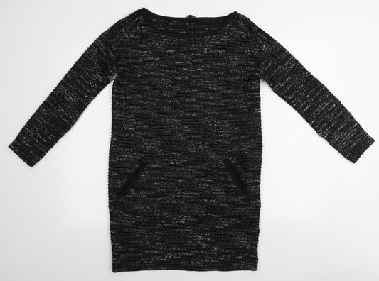 Next Womens Black Striped Bodycon Size 10