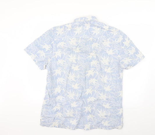 ACW85 Mens Blue Geometric Button-Up Size L