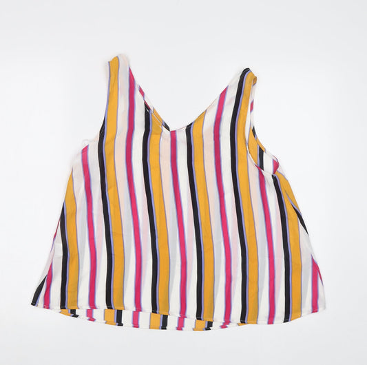 Primark Womens Multicoloured Striped Basic Tank Size 10