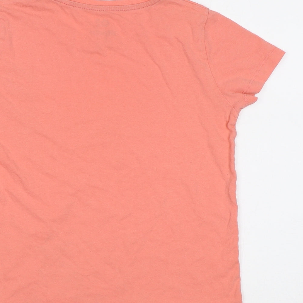 Brand and care label for Pepperts! girls’ orange basic t-shirt, size 9-10, years