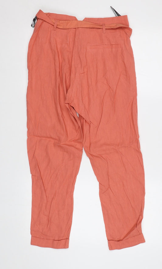 Womens UK Size 10 Topshop Regular Fit Pink Trousers